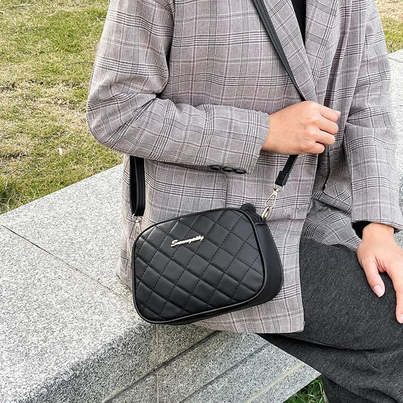 Diagonal Cross Camera Bag 2025 New Fashion and Simple Double Zipper Large Capacity