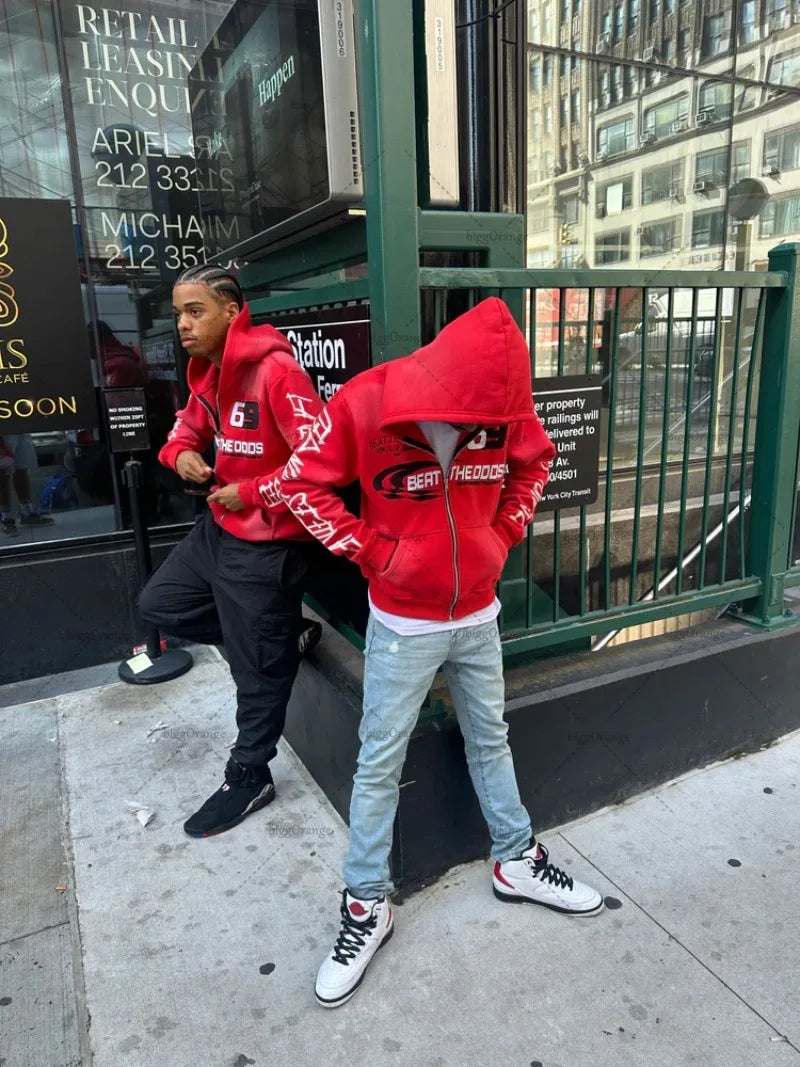 Casual Oversized Sweatshirt Couple Hip-hop Trendy Streetwear Jacket Men and Women
