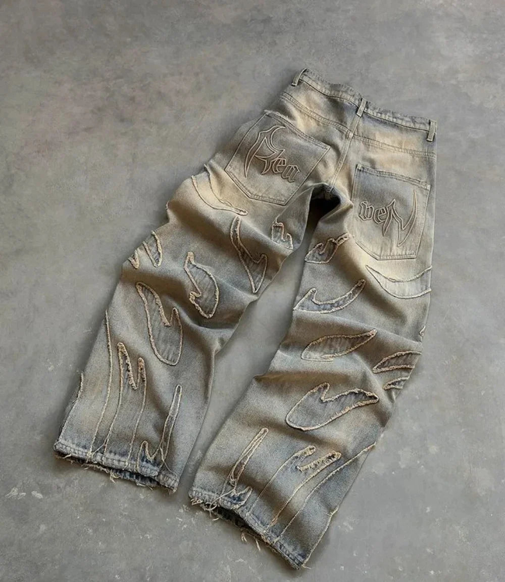 Streetwear Jeans Y2K Mens And Womens Retro Hip Hop
