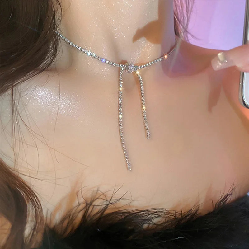 Luxury Shiny Zircon Square Choker Necklaces for Women