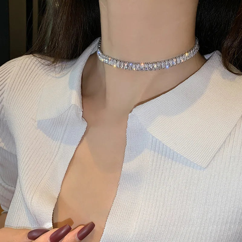 Women Luxury Clear Crystal Geometric Sexy Banquet Party Shiny Jewelry ﻿