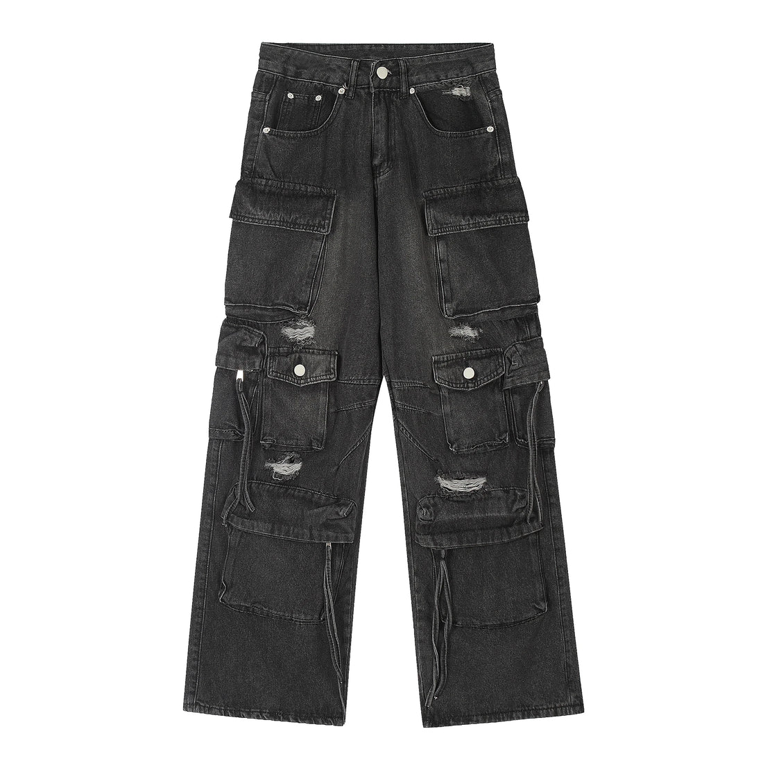 Hip Hop Streetwear Pants for Men Distressed Ripped Jeans