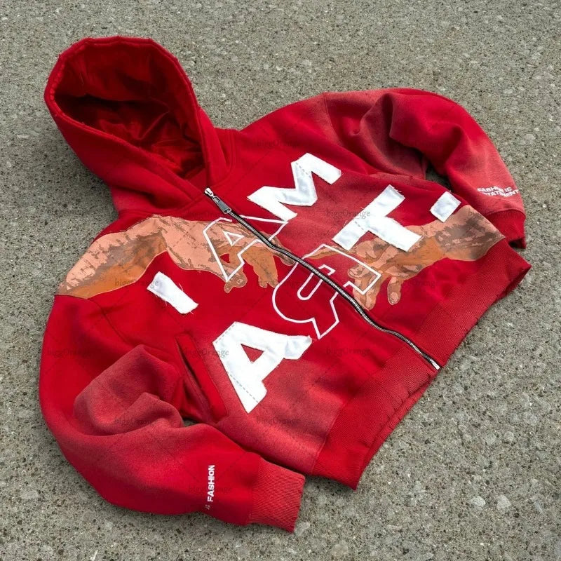 Hip-hop Trendy Streetwear Y2K American Hoodie Men's And Women Casual Colorful Oversized Sweatshirt