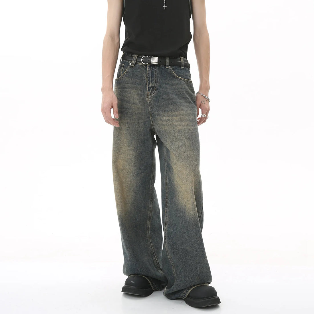 Sweatpants Men's Jeans Retro Trousers Korean Fashion Loose Fit Denim Pants Streetwear