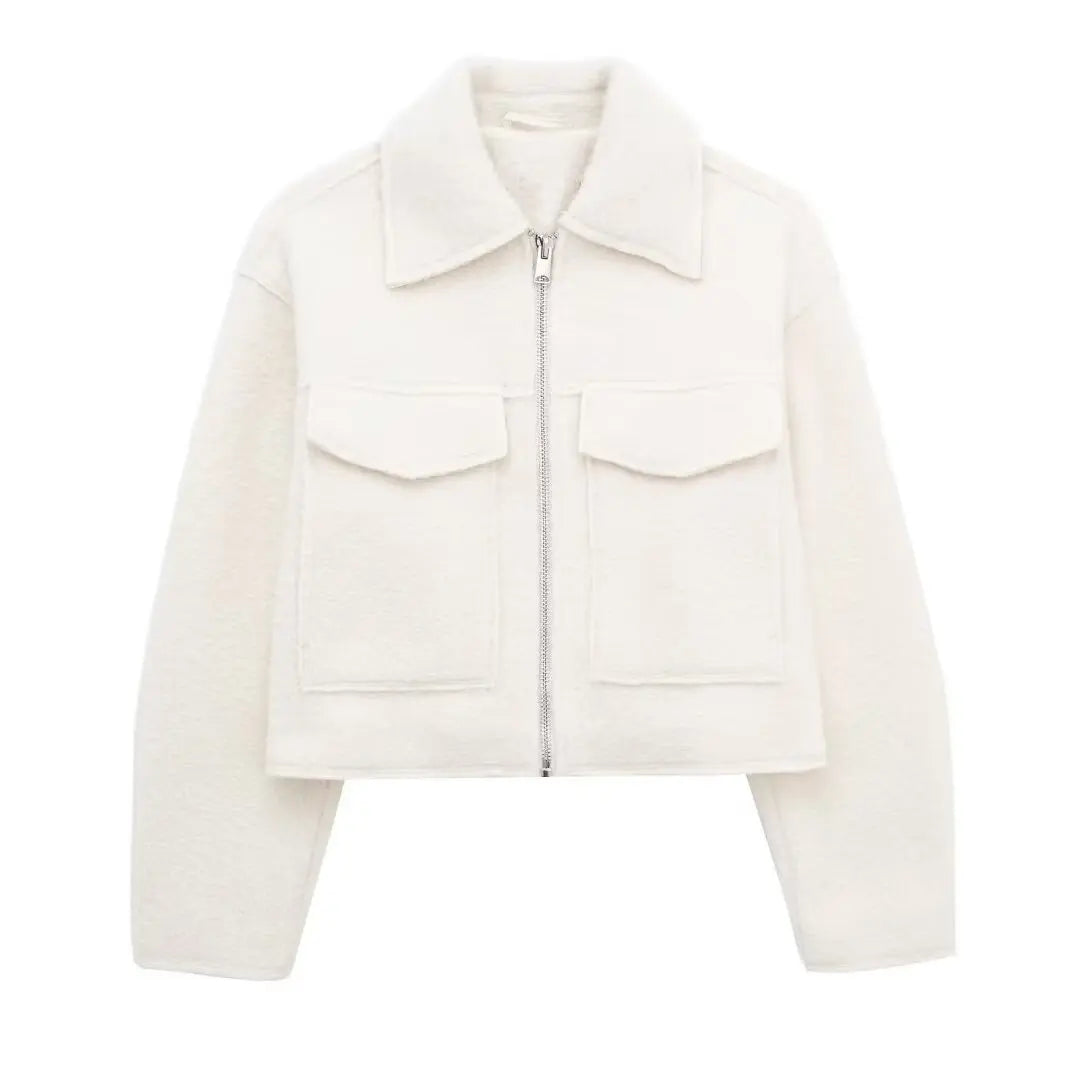 TRAF Women 2025 Outerwears Fleece Tweed Jacket Women Coat Autumn & Winter