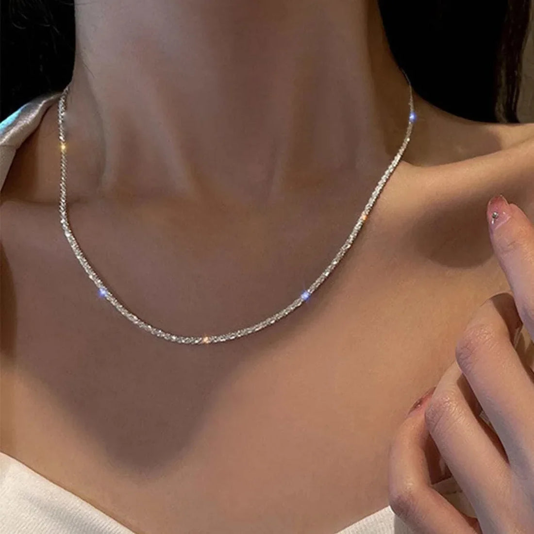 Classic Simple Shiny Double Layer Pendant Cross Pendant Necklace for Women