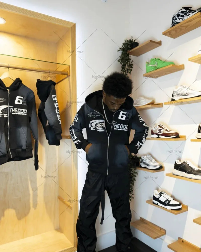 Casual Oversized Sweatshirt Couple Hip-hop Trendy Streetwear Jacket Men and Women