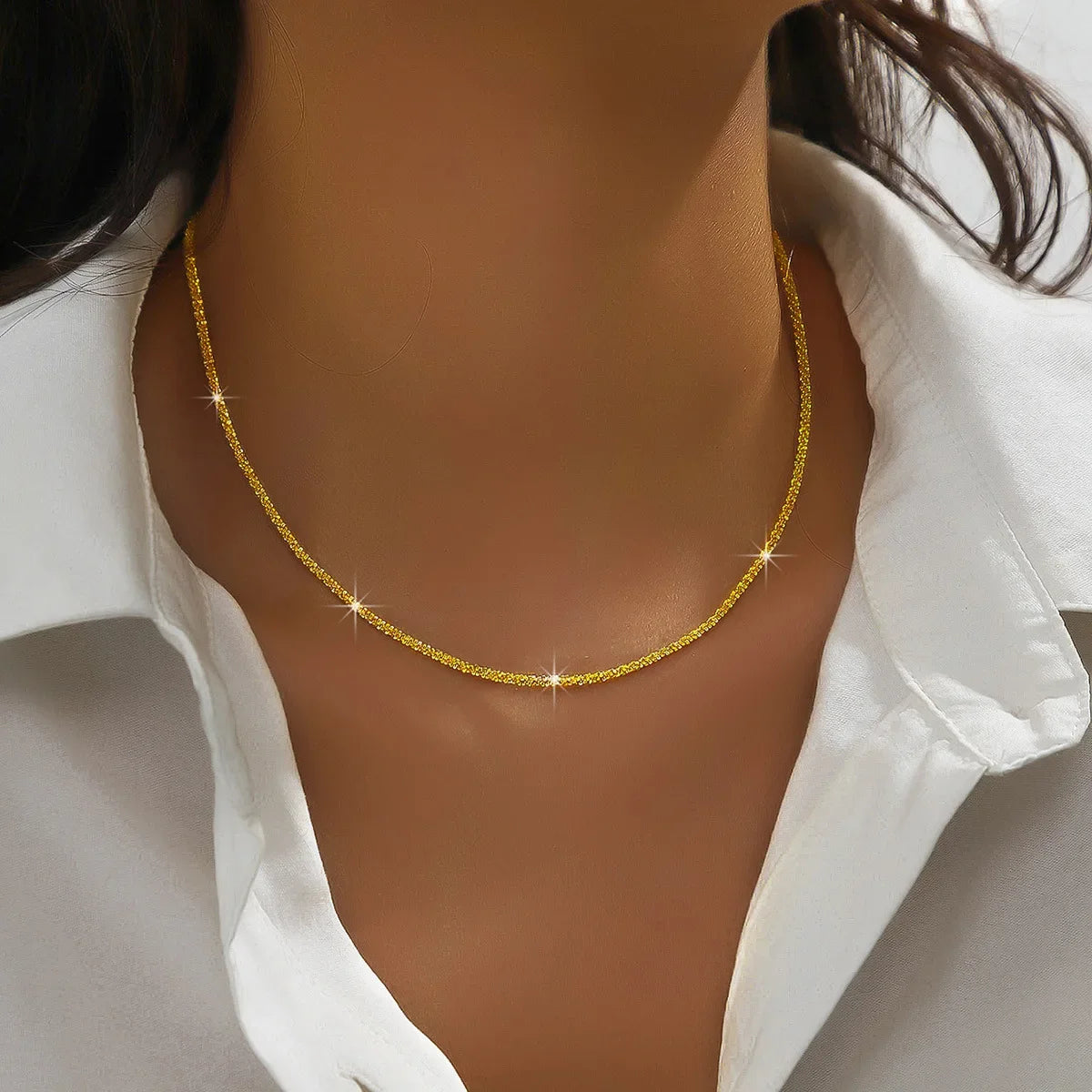 Classic Simple Shiny Double Layer Pendant Cross Pendant Necklace for Women