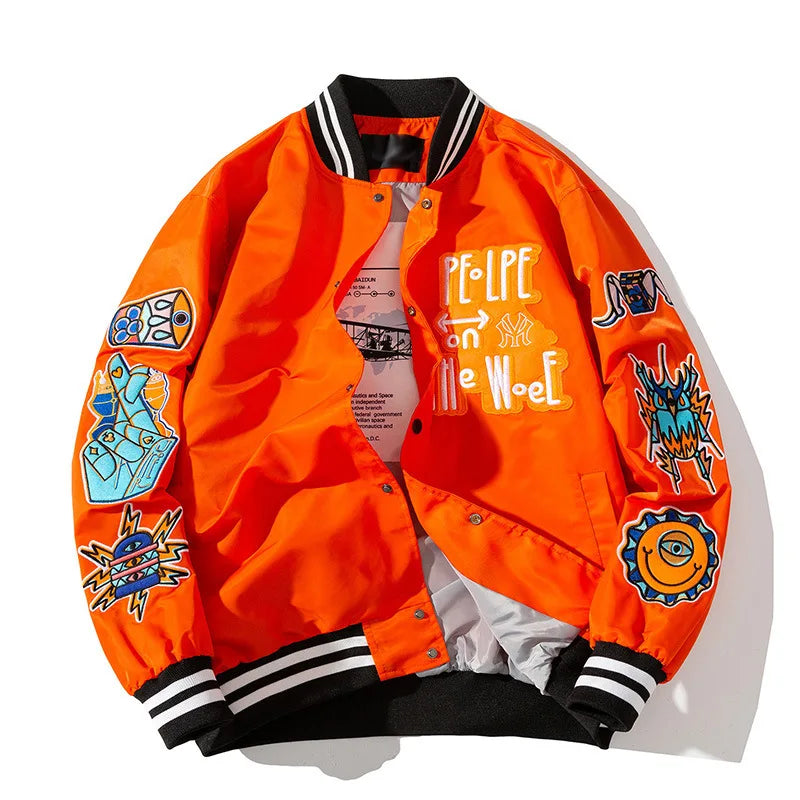 Leather Bomber Jackets Men and Women Spring Oversized Streetwear Coats
