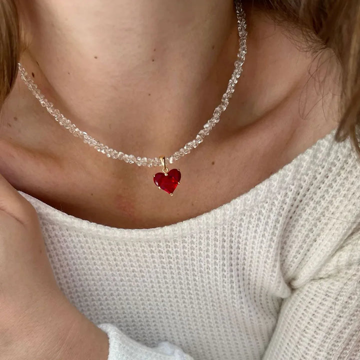 Design Chain With Crystal Heart Pendant Necklace for Women