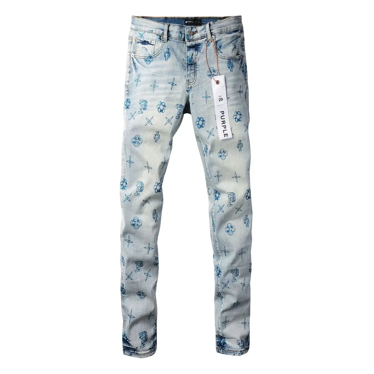 Purple new slim-fit trendy men's jeans casual pants