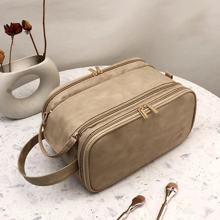 Multifunctional Makeup Bag For Women PU Leather Large Capacity