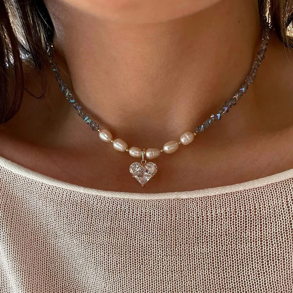 Design Chain With Crystal Heart Pendant Necklace for Women