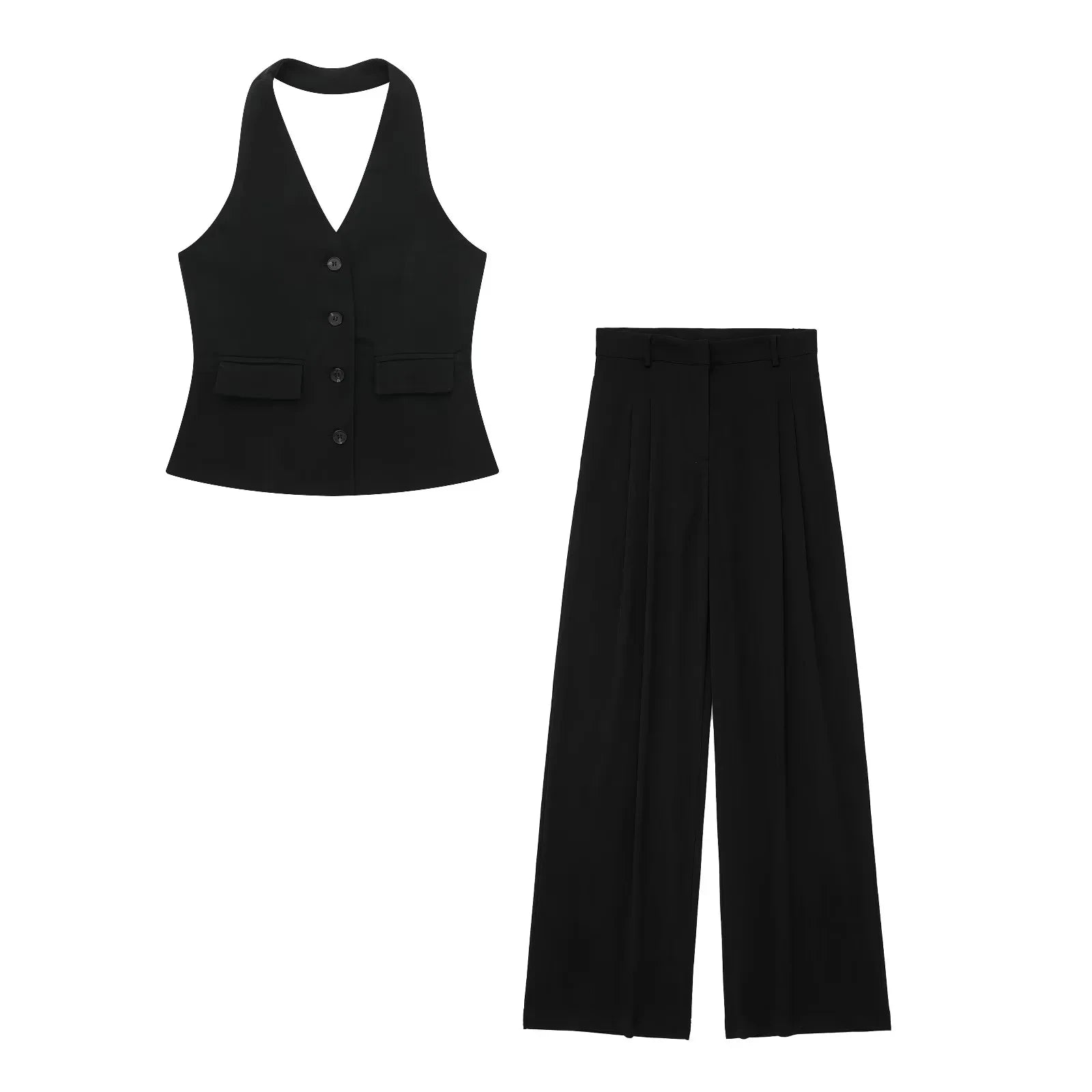 TRAFZA 2024 Spring Summer Casual Women Solid Suits Fashion