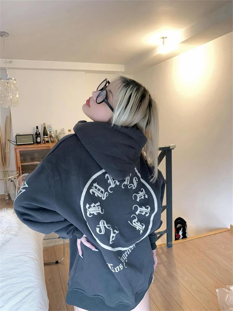 Winter Vintage  Sweater American Casual High Street Loose Hoodie