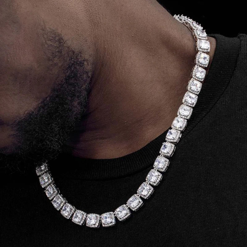 Men Women 13mm Square Cuban  HipHop Iced Out Micro Pave Crystal Tennis Chain Choker Necklaces Fashion Jewelry