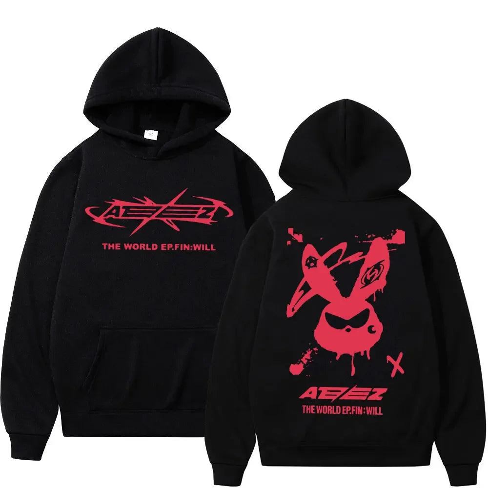 Hip Hop Hooded Sweatshirt High Street Fashion Trend Pullovers