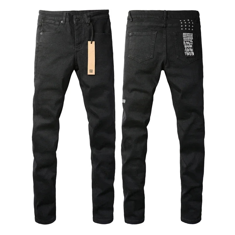 American High Street Stretch Pants Men's Hip Hop Ripped Skinny Low-rise Jeans