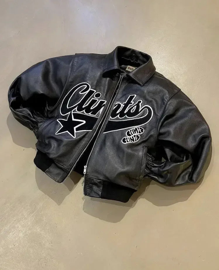 Mens Hip Hop Leather Wear Leather Zipper Jacket Coat Streetwear