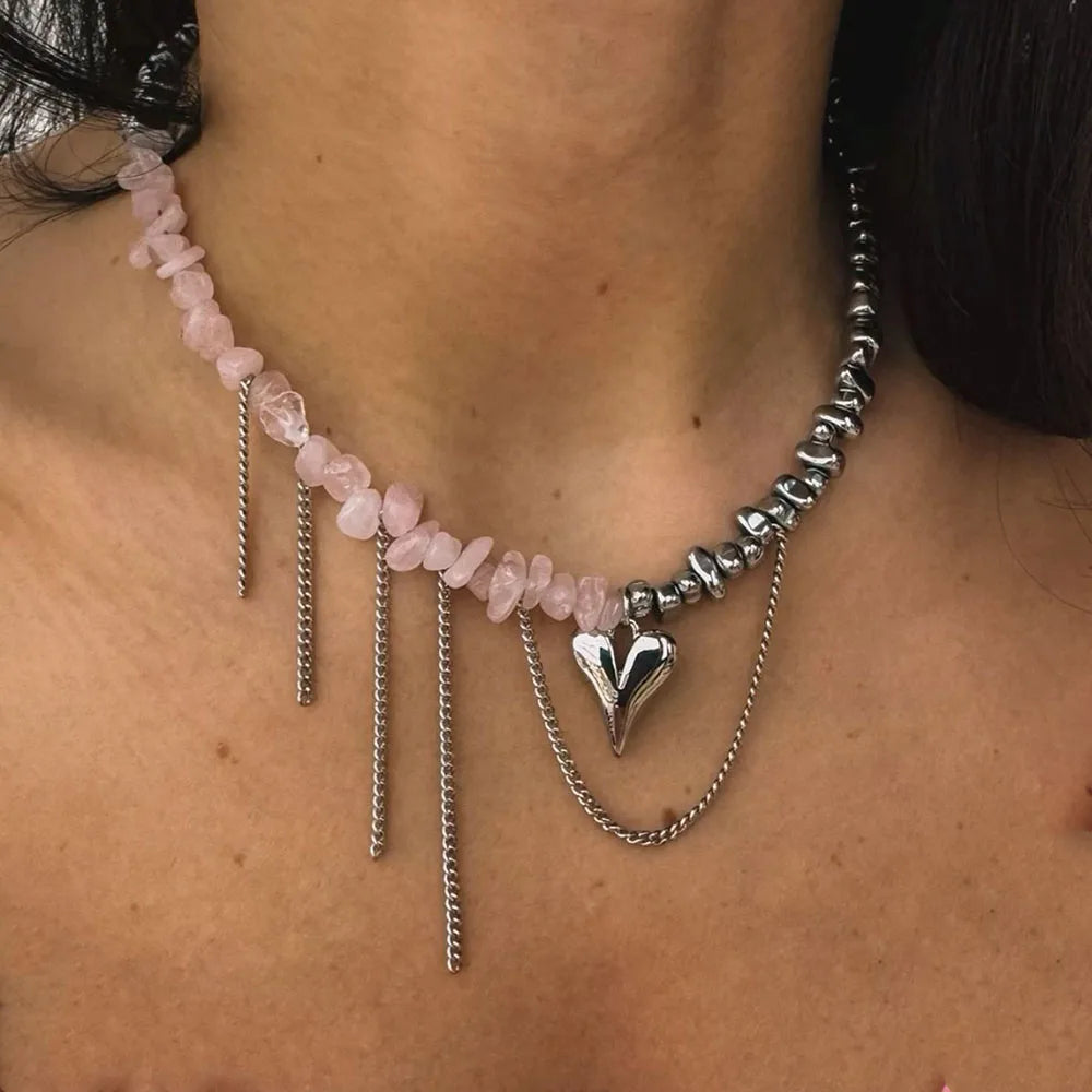 Chain Heart Pendant Necklace For Women Choker Dinner Party