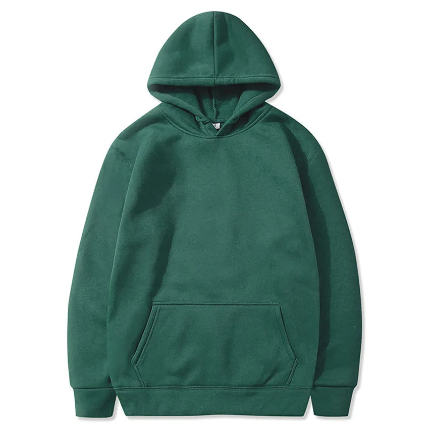 Solid Color Plus Size Hoodie Mens Smooth Sports Pullover Sweatshirt