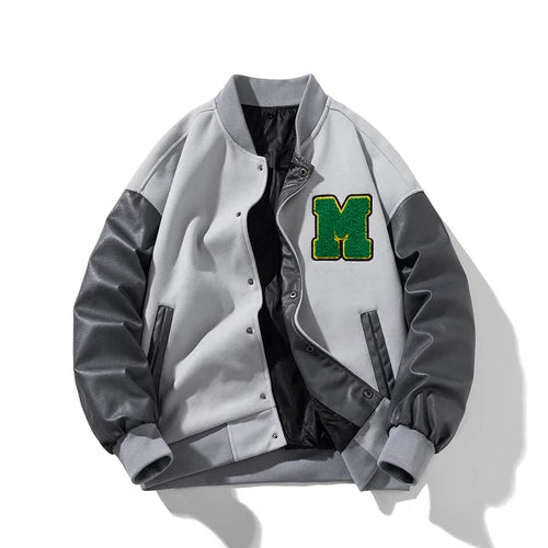 Men And Women Varsity Jacket Winter Women Letter Fashion Jacket Leather Sleeve
