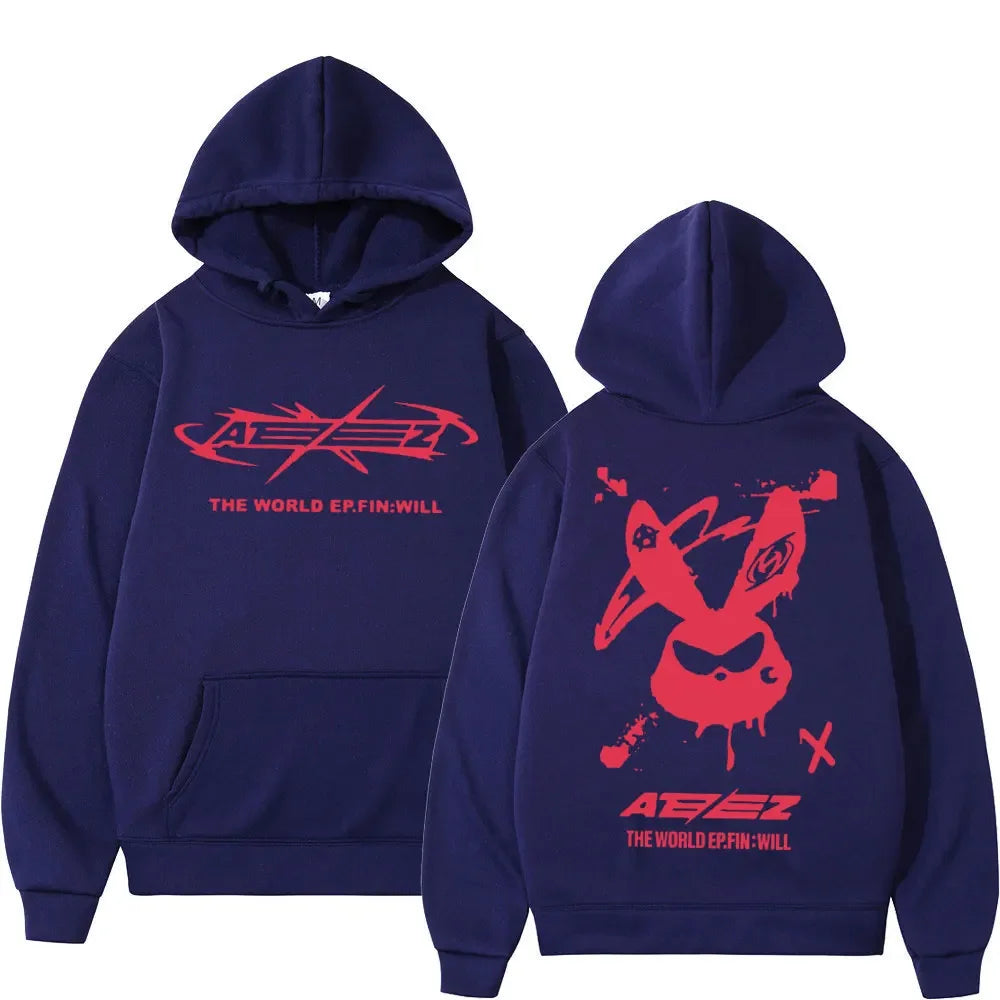 Hip Hop Hooded Sweatshirt High Street Fashion Trend Pullovers